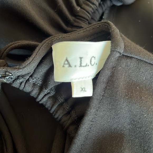 A.L.C. SYNARA V-NECK BLACK MIDI DRESS WITH CUT-OUTS - Picture 12 of 15